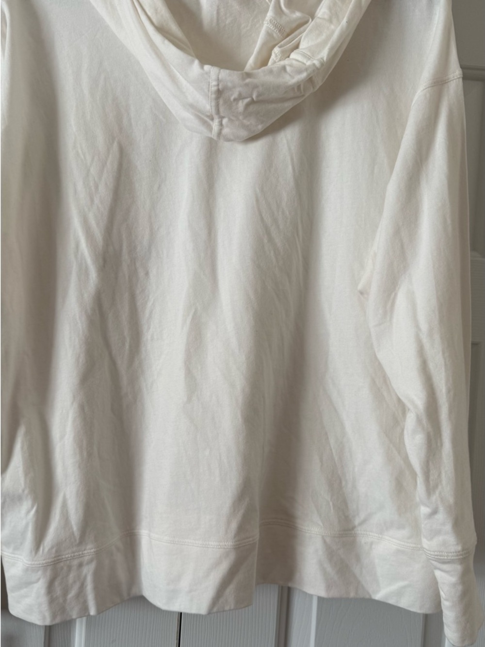 Ladies Lightweight Pullover With Hood Sz 1X New With Tags White Brown Letters - Picture 3 of 8